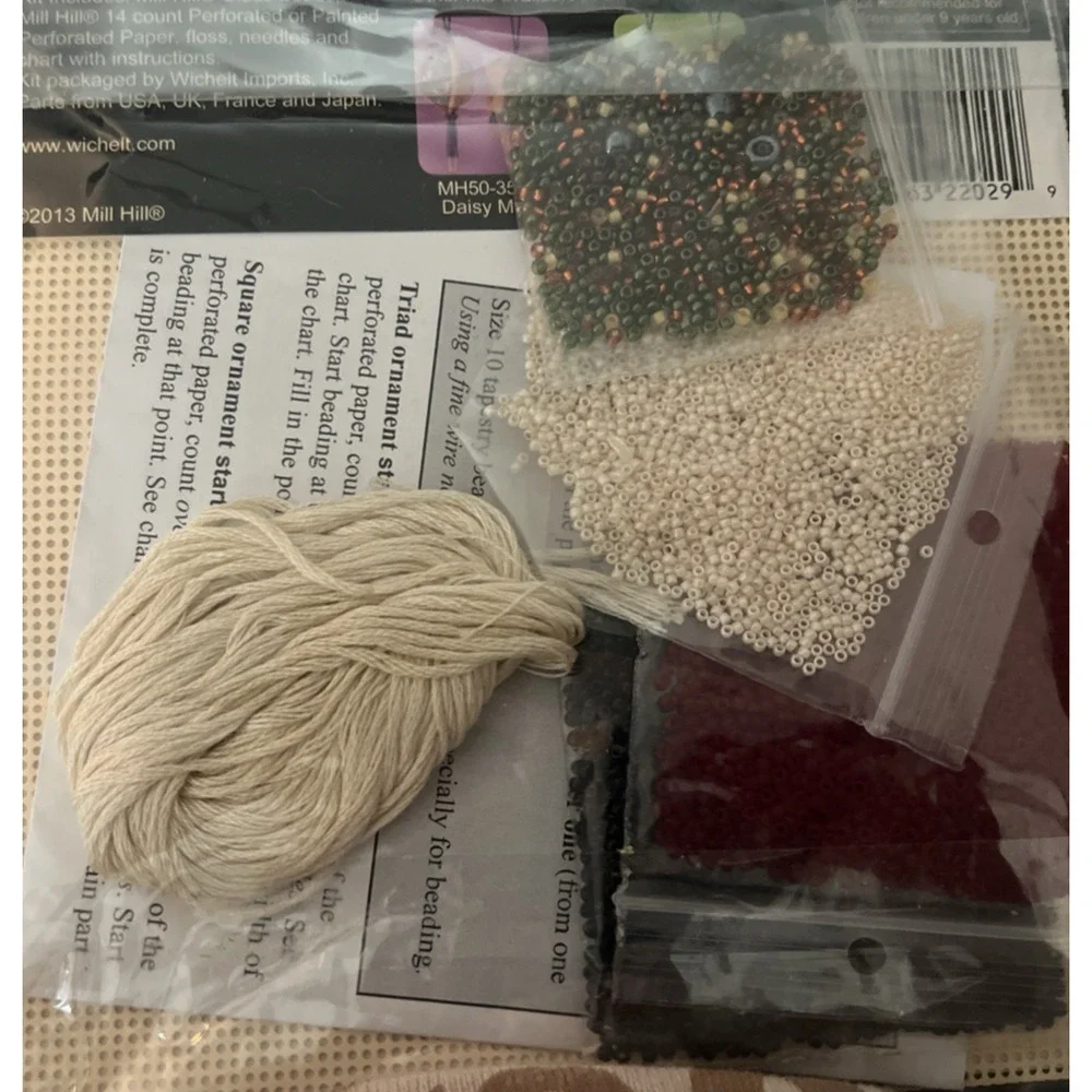 Mill Hill 2013 Poppy Field Beaded Tassel Two Ornaments Autumn Sealed Kit